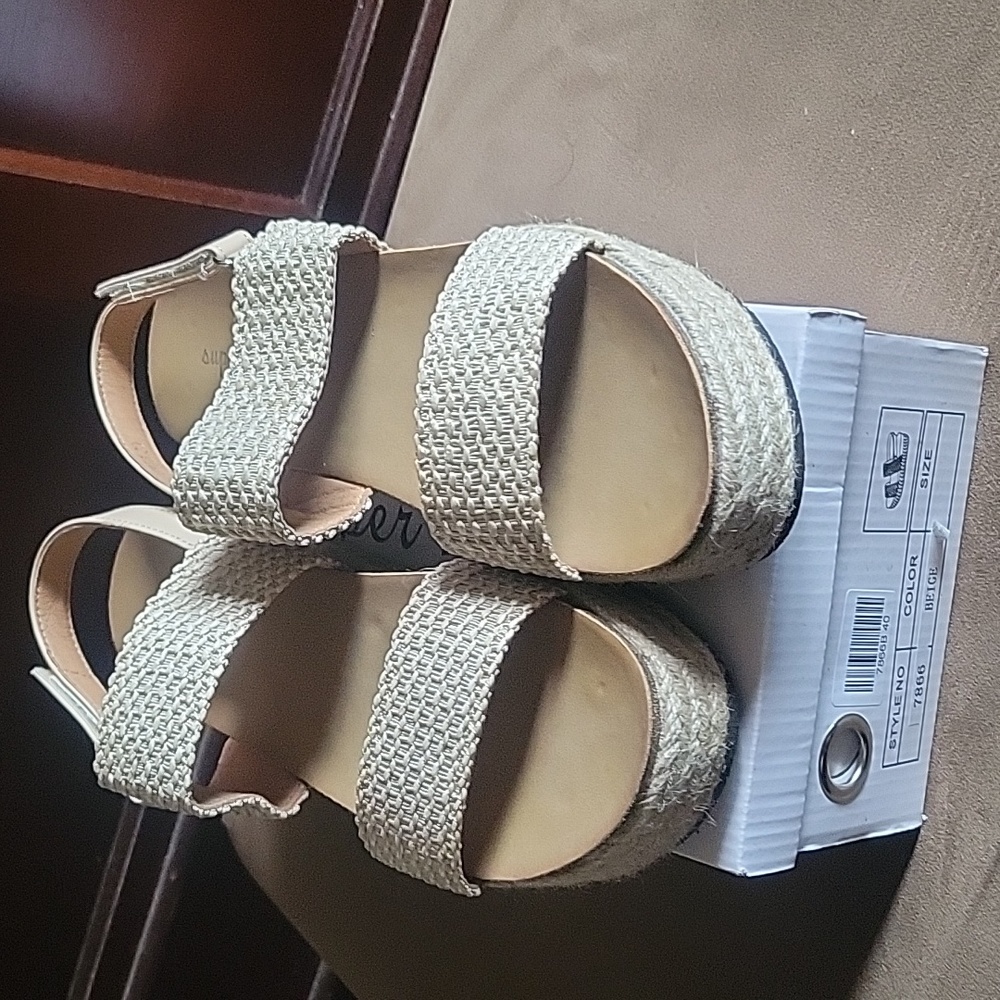 Tan burlap sandals